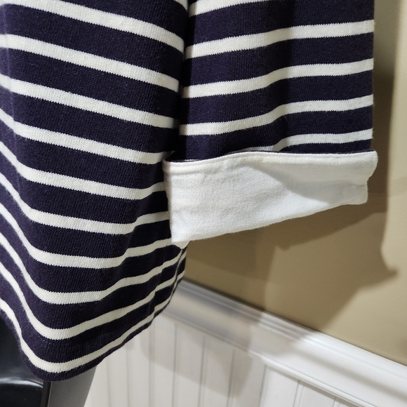 Lands End Women's Striped Cardigan ¾ Length Sleeve Size 10-12 - Picture 8 of 9